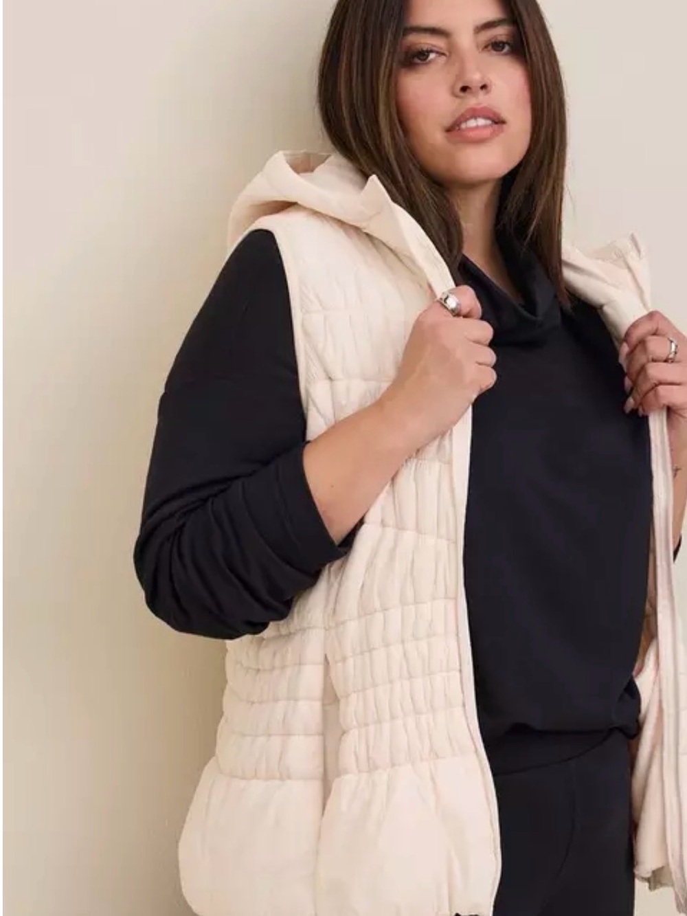 Torrid Cream Quilted Puffer Hooded Vest NWT 3x